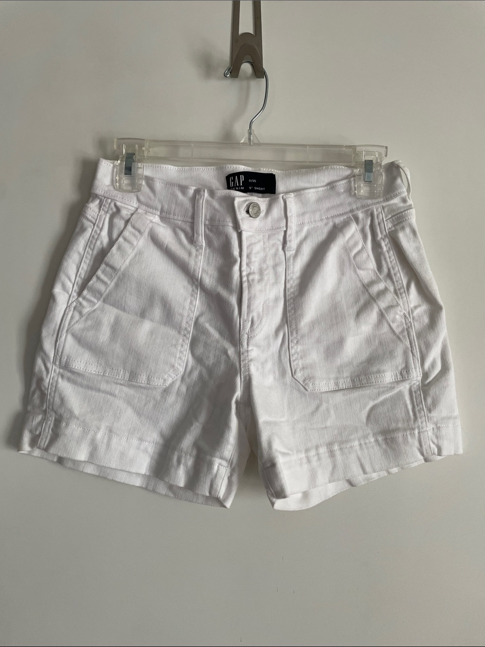 GAP Cotton White Denim Mid Rise Shorts